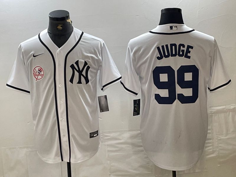 Men New York Yankees 99 Judge White Third generation joint name Nike 2024 MLB Jersey style 3